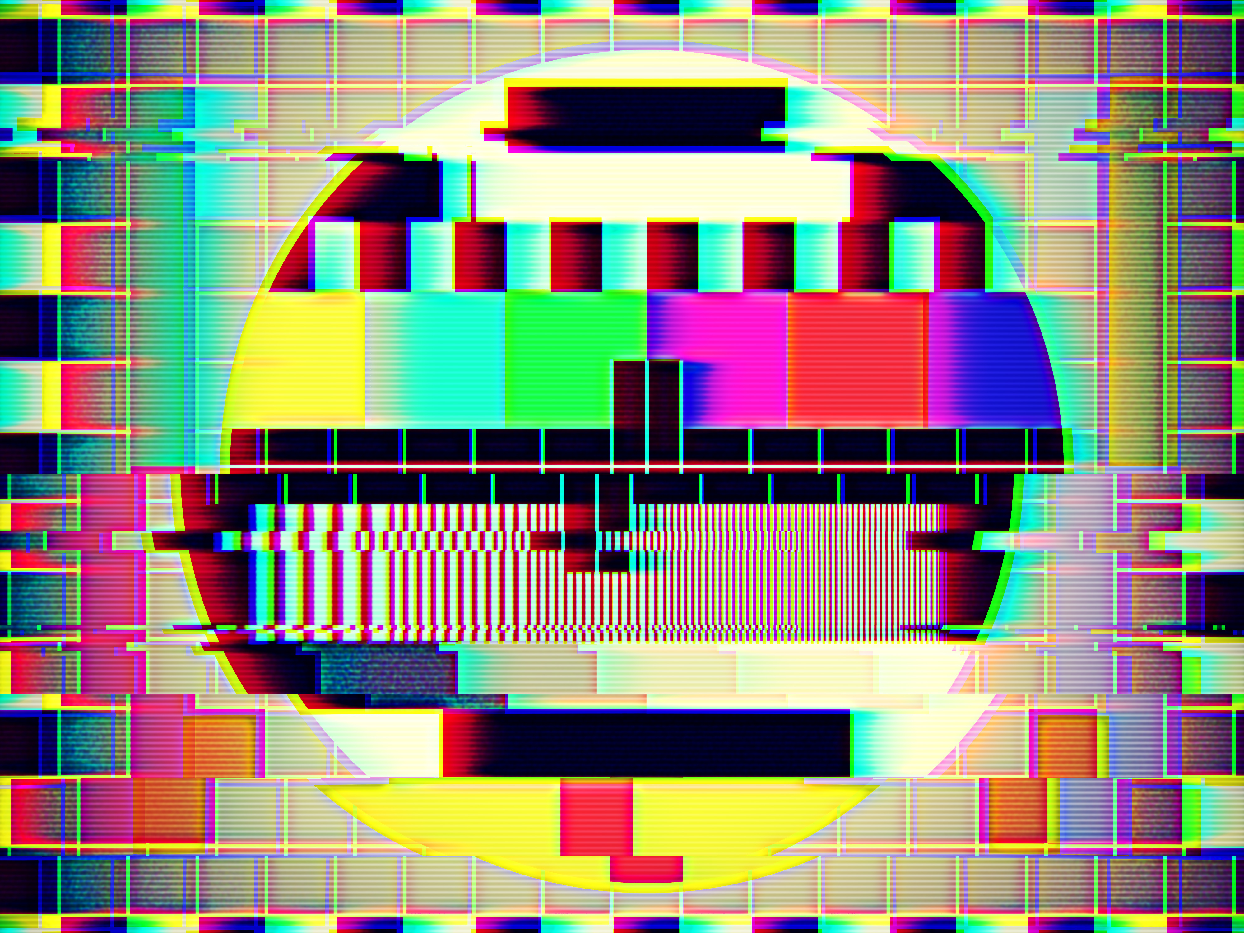 Glitched version of the five-panel Buttons artwork